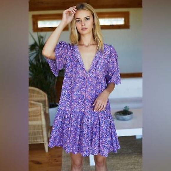 Emerson Fry Dresses & Skirts - Emerson Fry Purple Flutter Sleeve Sundress